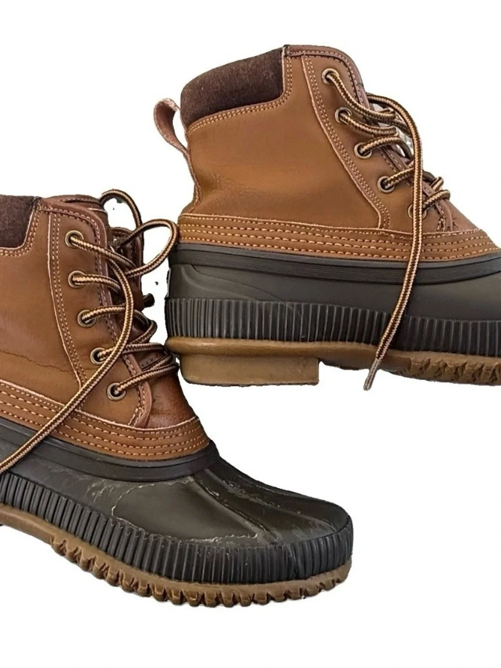 Men’s Tommy Hilfiger Brown Leather & Black Duck Boots sz 8